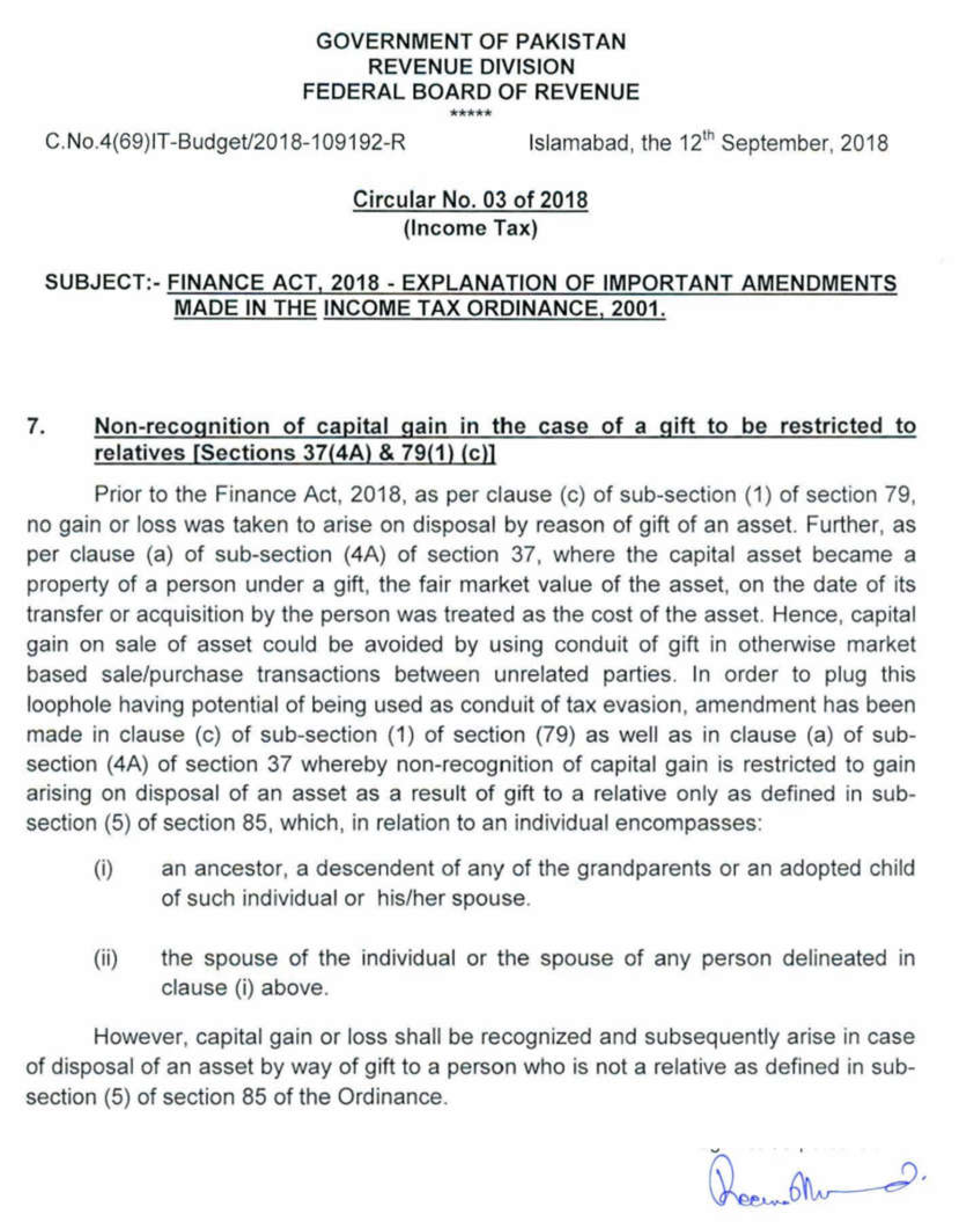 No capital or gain or loss on gift to relative 