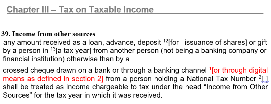 section 39 (Income from other sources ) of the income tax ordiance 2001