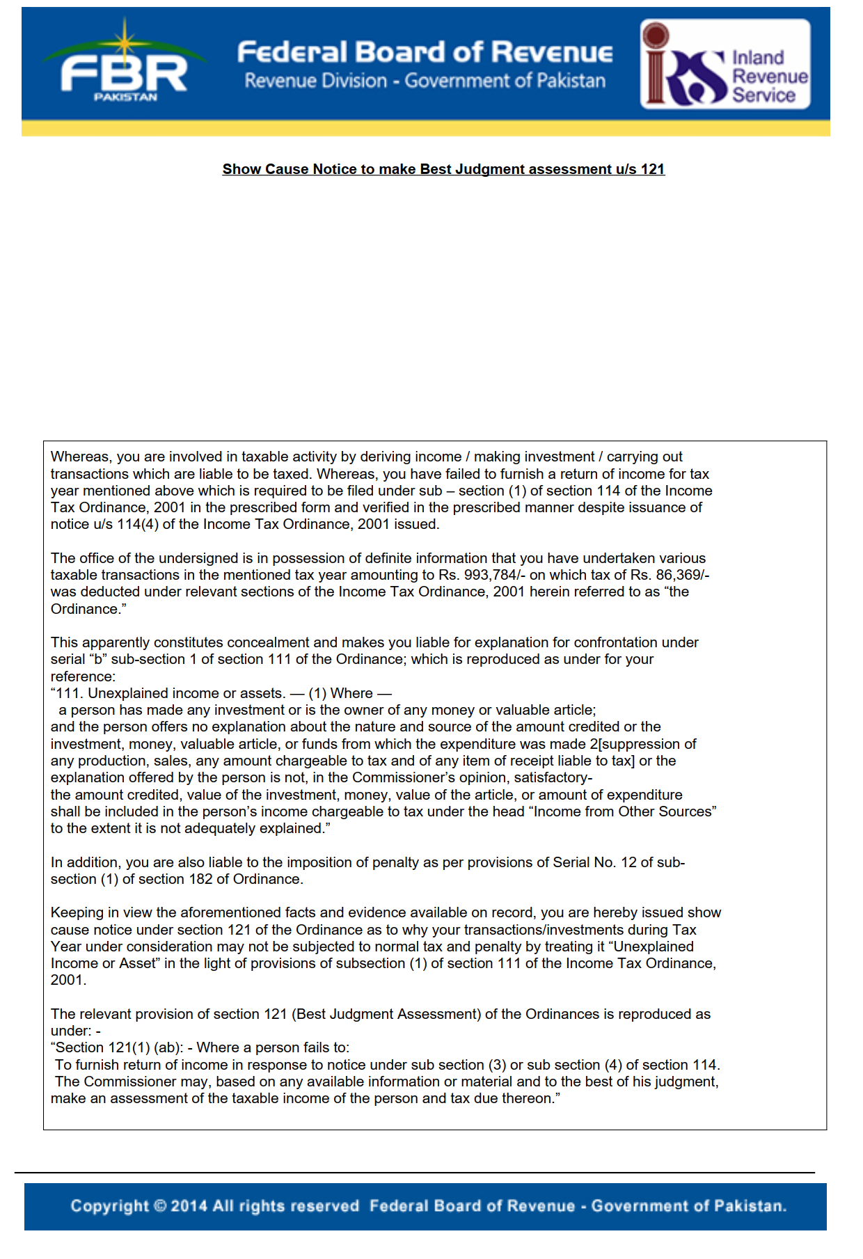 111. Unexplained income or assets