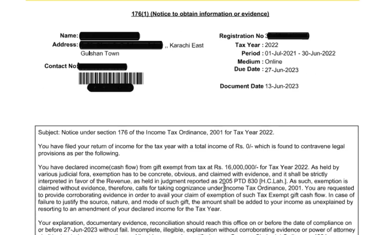 176 Notice to Obtain Information or Evidence