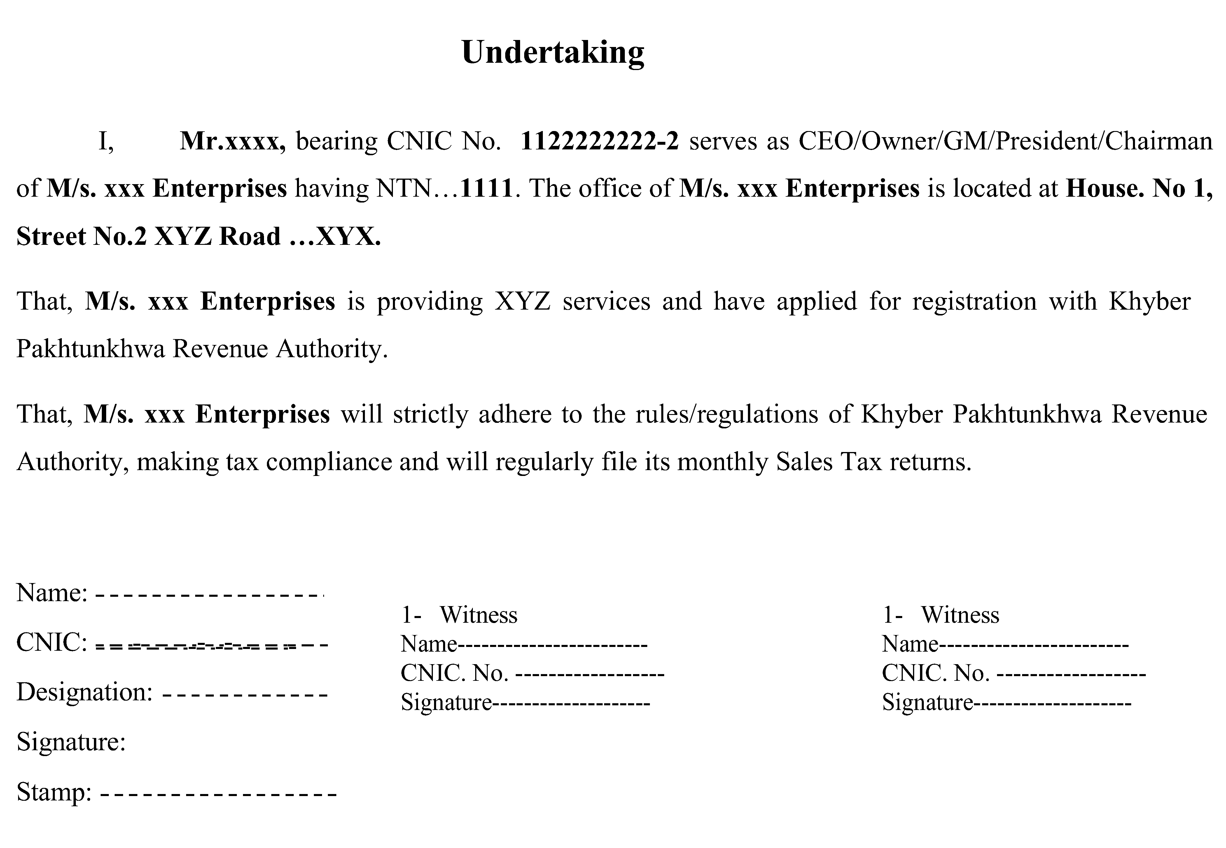 affidavit for registration with KPRA