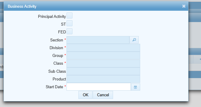 Business Activity details for STRN Registration