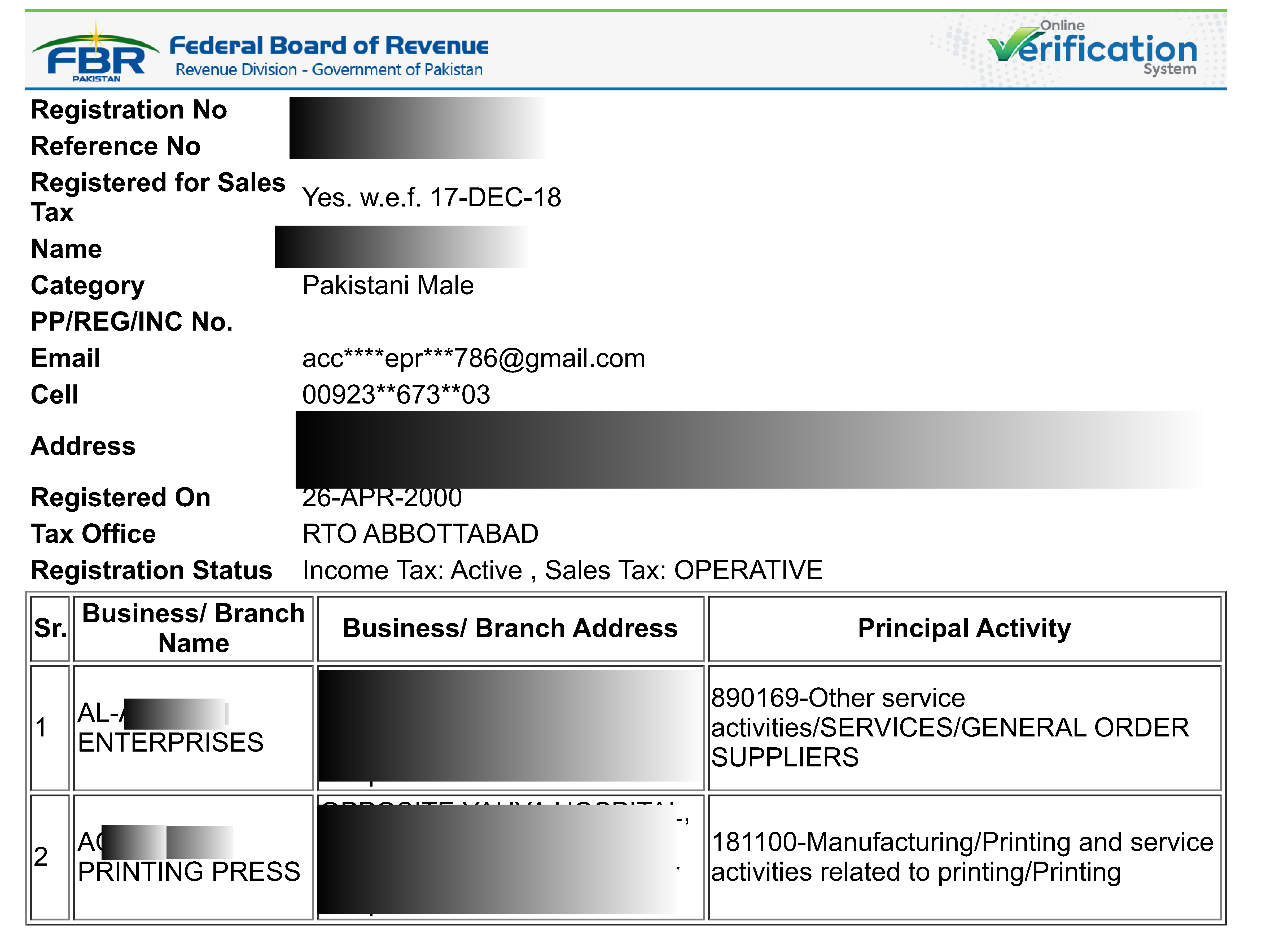 Taxpayer Profile Inquiry